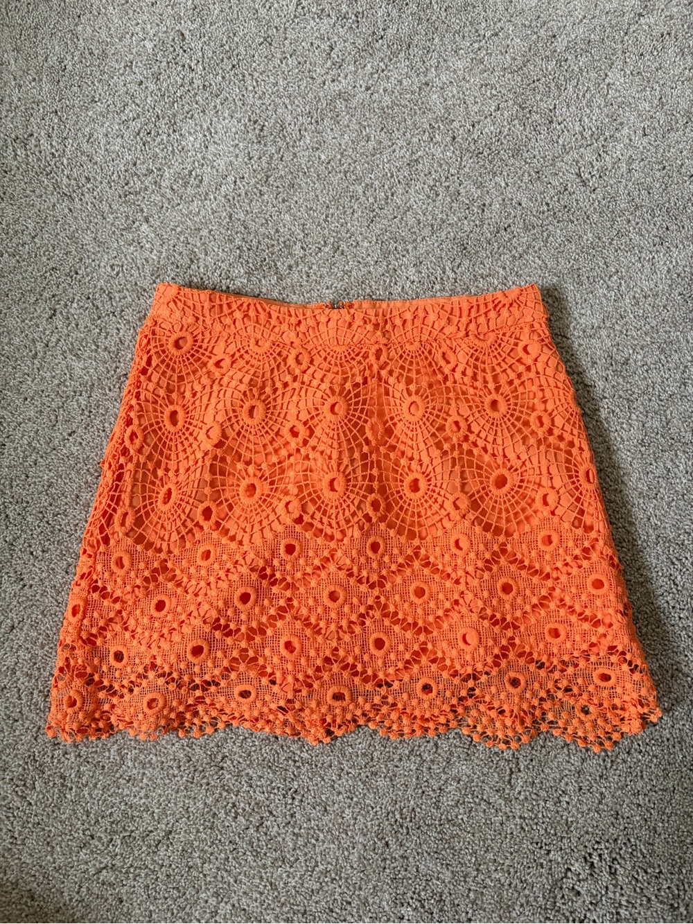 Crochet Lace Mini Skirt in Bright Orange